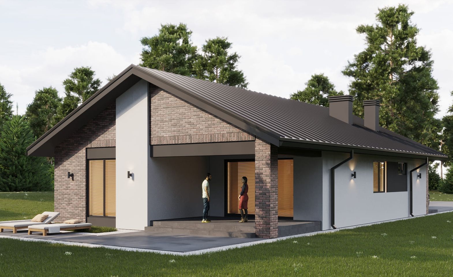 Кварцит с двускатной кровлей 107 м²