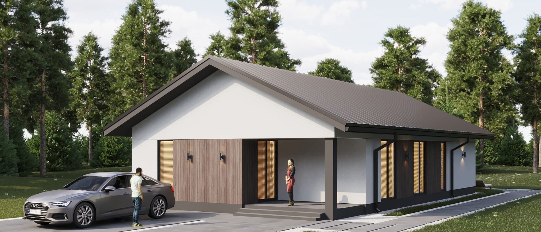 Кварцит с двускатной кровлей 64 м²