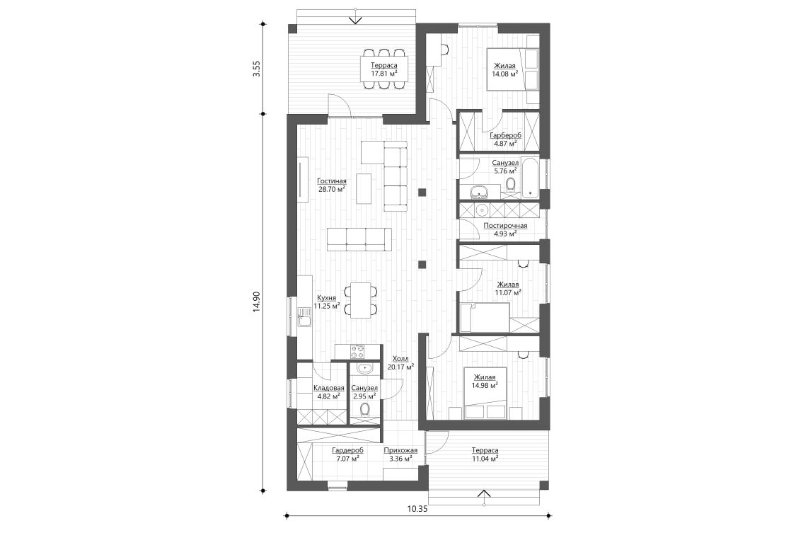 Планировочное решение 134 м²
