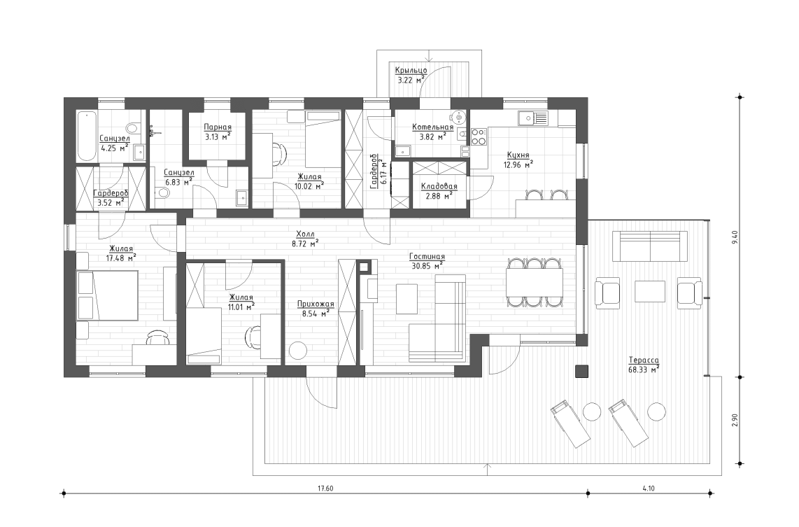 Планировочное решение 130 м²