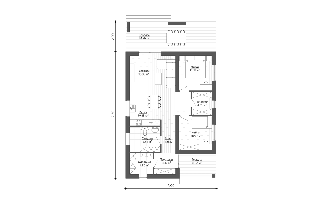 Планировочное решение 82 м²