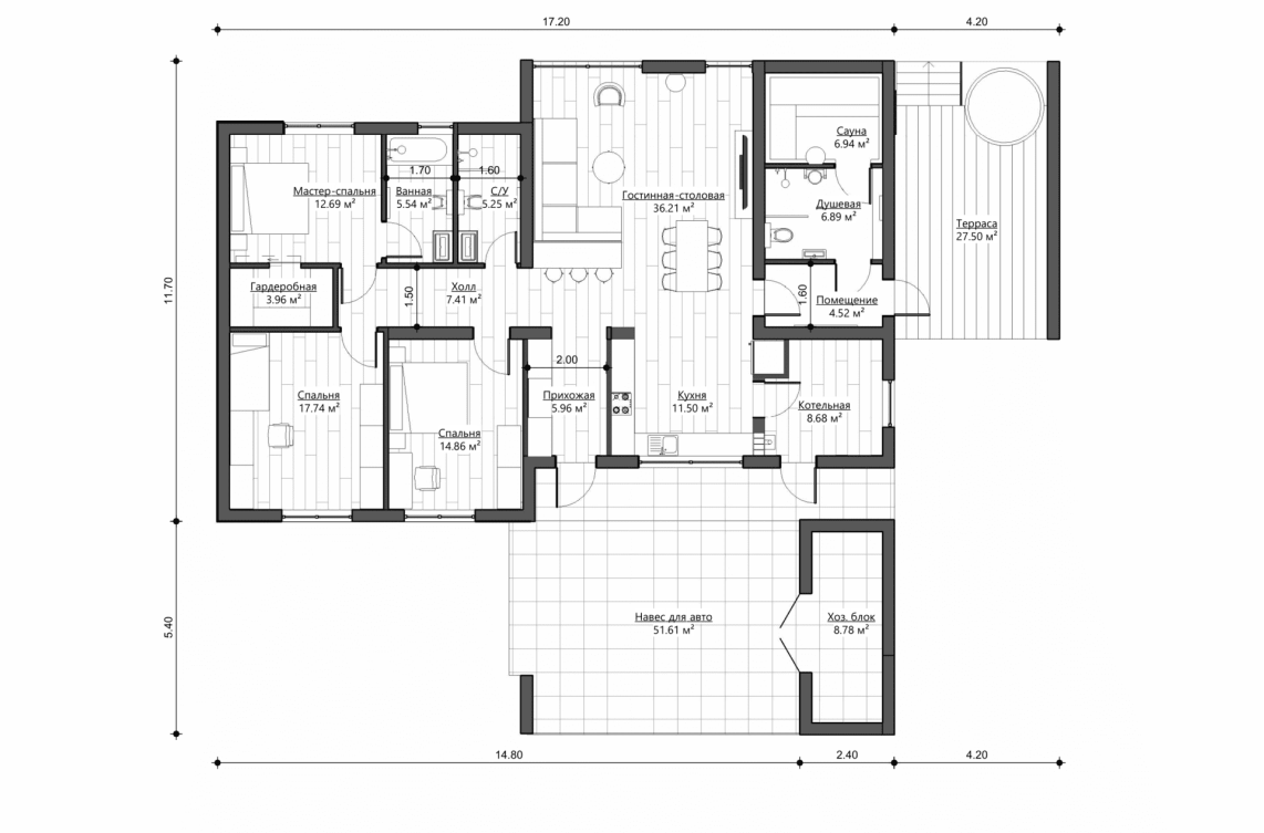 Планировочное решение 148 м²