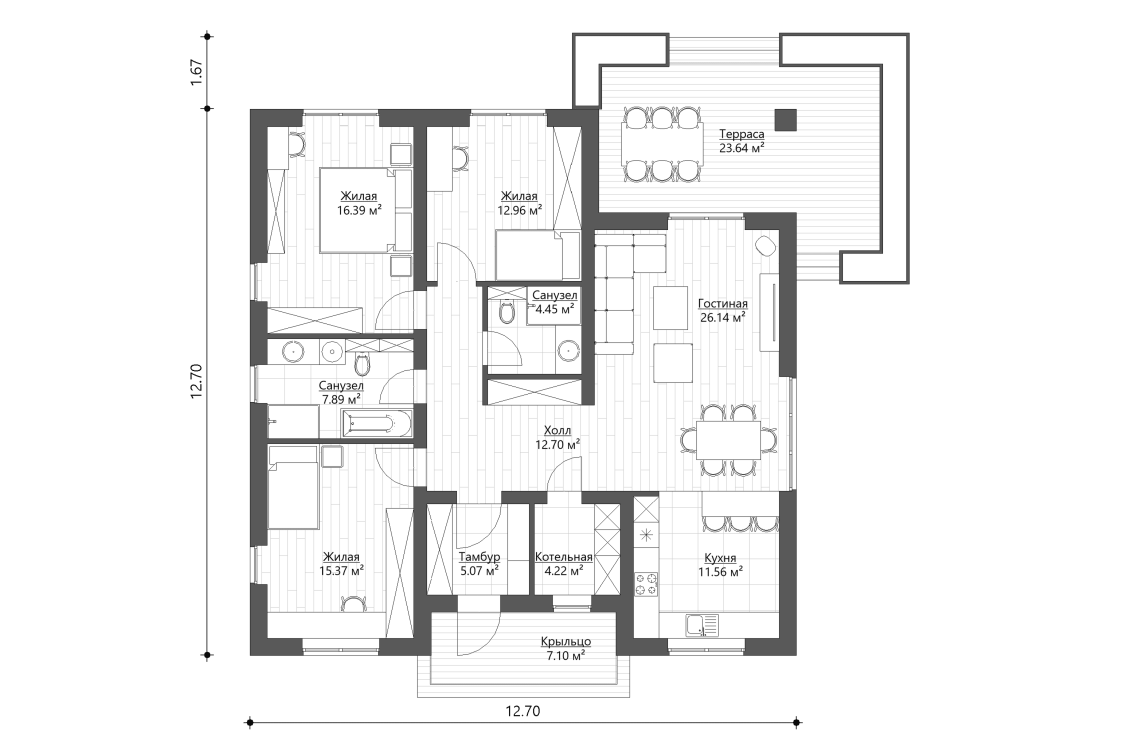 Планировочное решение 117 м²