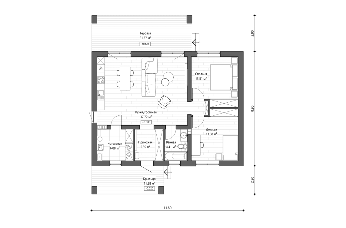 Планировочное решение 82 м²